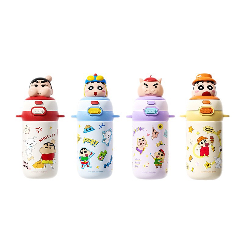 Crayon Shin-chan fun insulated cup, food-grade stainless steel children's water cup, cute portable cup, men's and women's straw cup Item Picture