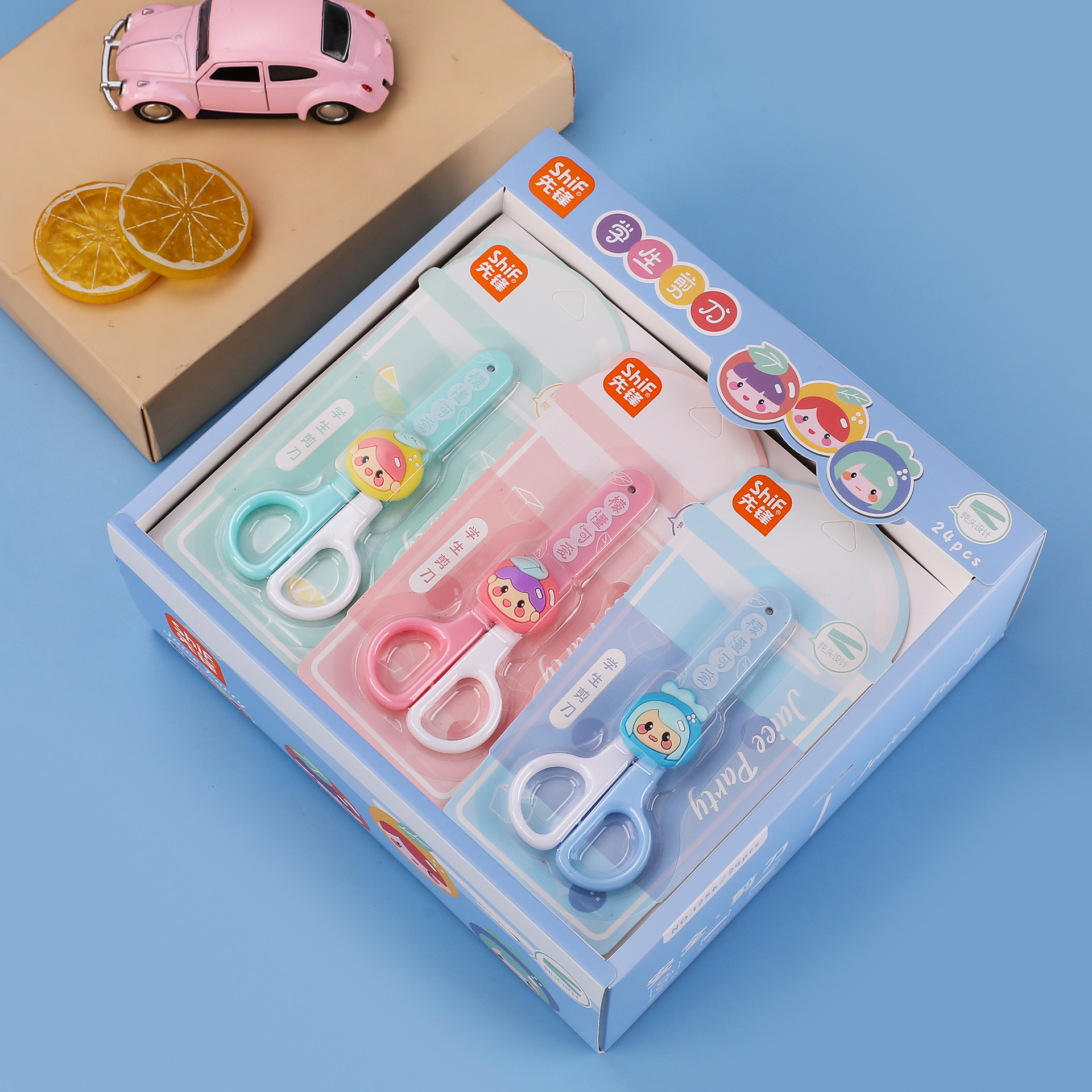 Pioneer 1256 Cartoon Student Scissors Office Art Paper-cutting Handicraft Scissors with Protective case scissors details Picture