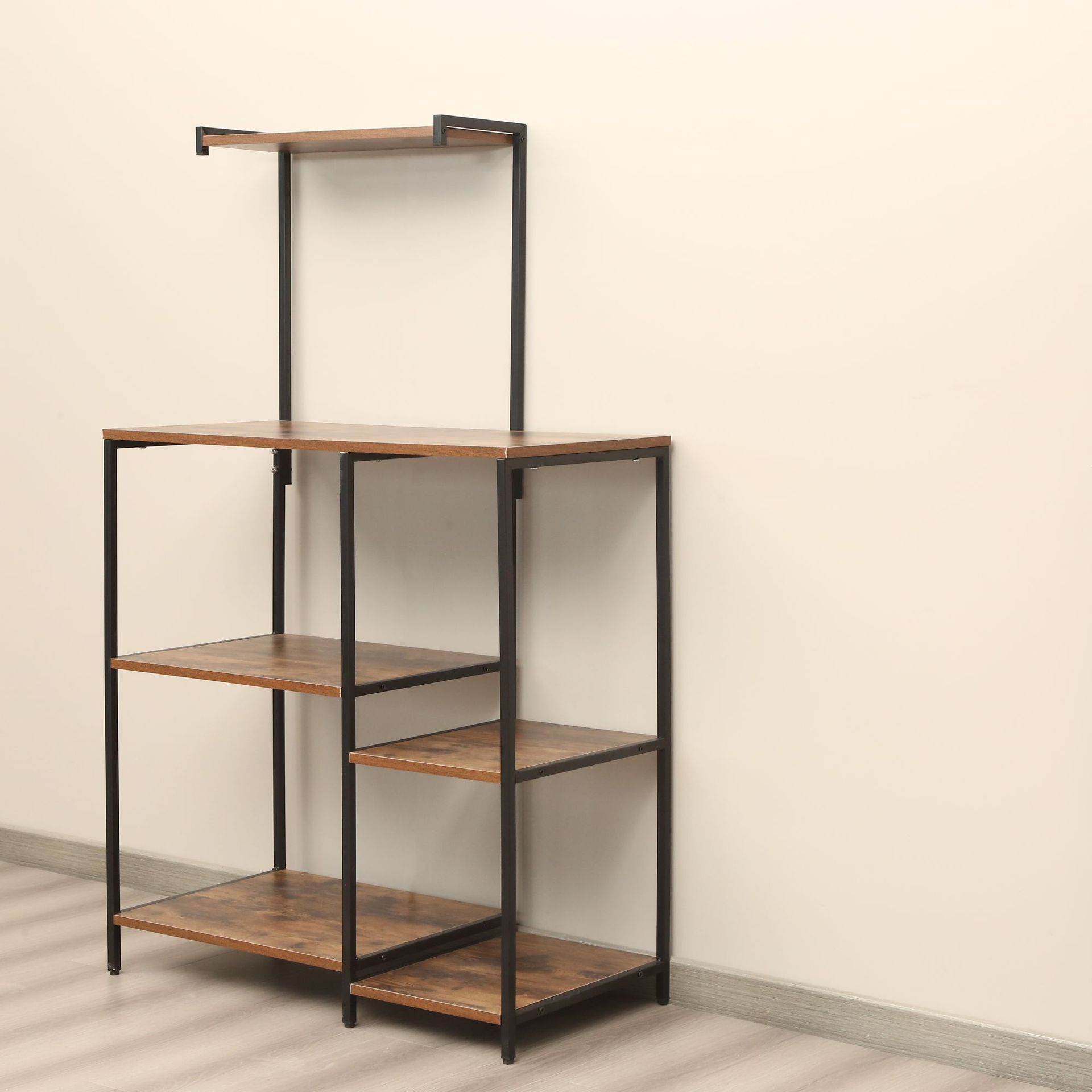 实木置物架多层收纳架客厅落地书架铁艺展示陈列架复古原木架收纳