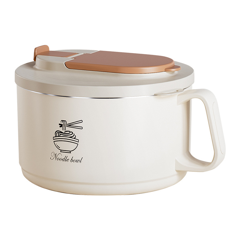 304 stainless steel instant noodle bowl, a large-capacity, easy-to-wash instant noodle tool for student dormitories, a covered rice bowl lunch box for canteens Item Picture