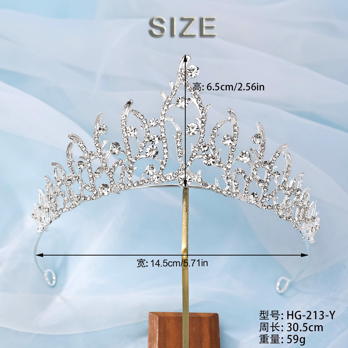 New diamond and silver princess headwear from Europe and America, grand and luxurious wedding dress, super glittering crystal bridal hairpin details Picture