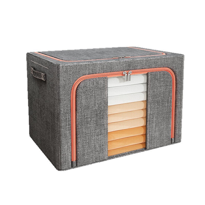 Cotton and linen clothes storage box, fabric clothes organization box, clothes quilt wardrobe organization box, folding moisture-proof storage bag Item Picture