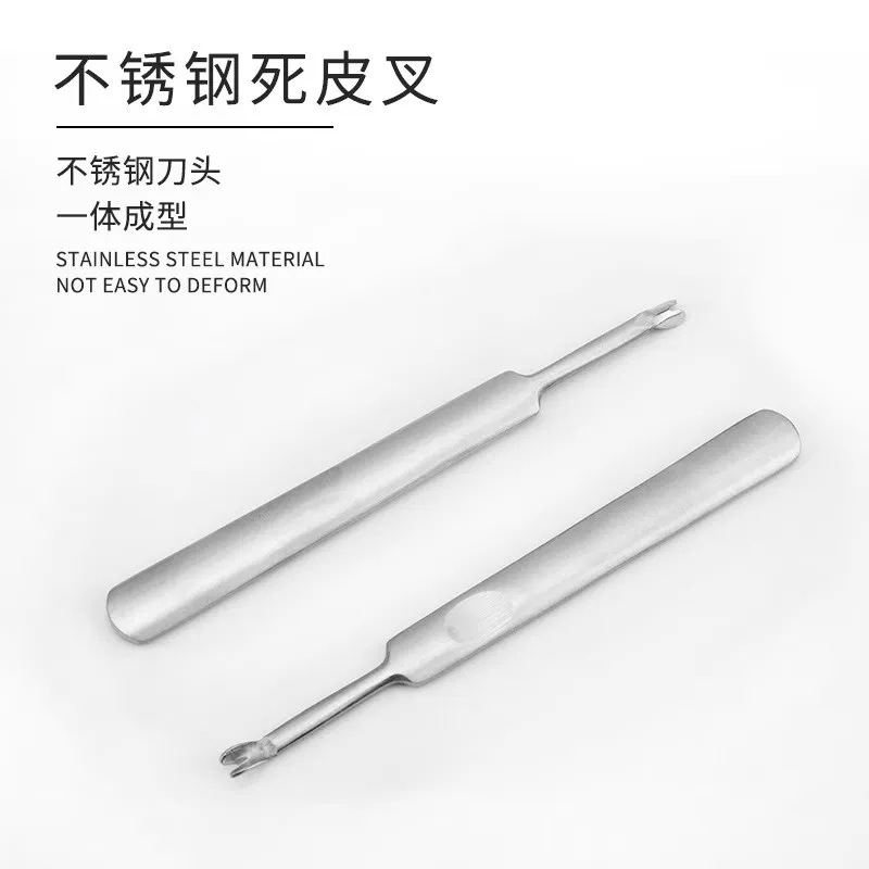 Stainless steel dead skin fork U-shaped nail art exfoliation knife, push fork hand exfoliation, barb trimming, nail care tool details Picture