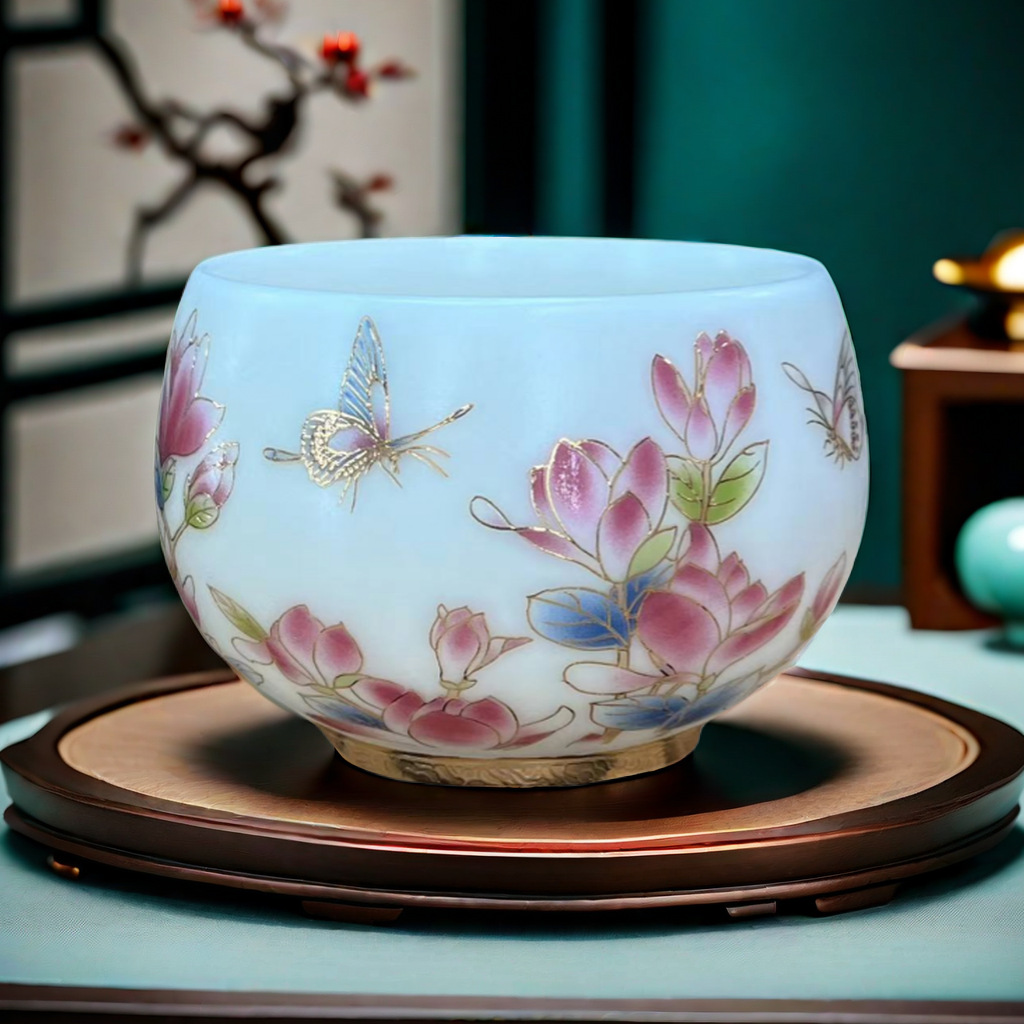 陶瓷羊脂玉单杯主人杯女男个人专用品茗杯家用送礼伴随手礼茶杯