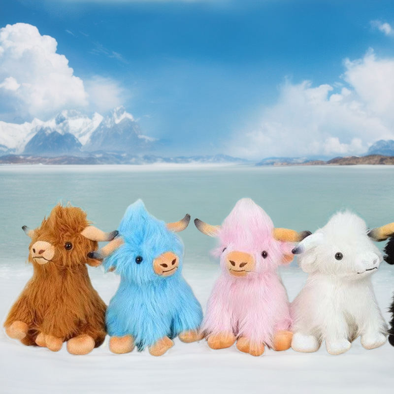 Cross-border new product Internet celebrity Highland Cow simulation Scottish Highland Cow plush toy cow figurine wholesale