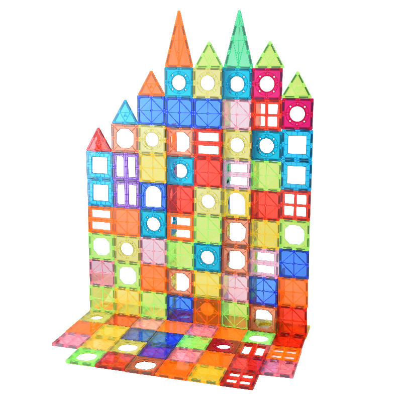 迷你世界彩色磁力积木城堡模型磁力片儿童拼接磁力方块