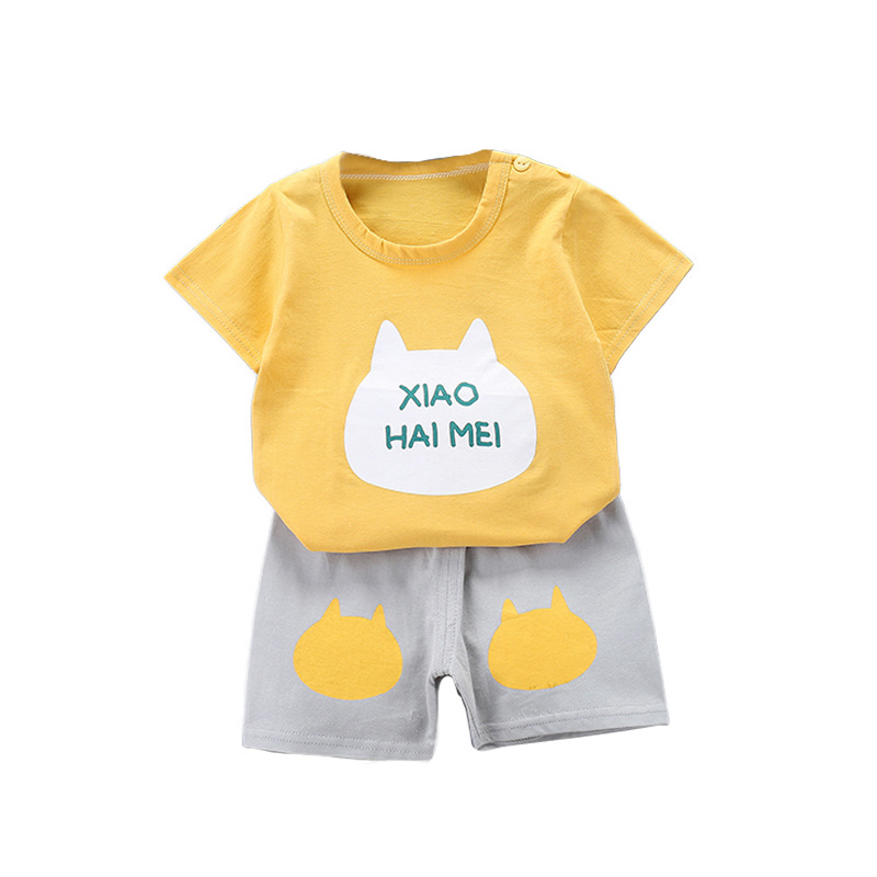 Children's short-sleeved suits, pure cotton summer baby clothes, Korean version girls' summer T-shirts, boys' clothing, wholesale of children's clothing Item Picture