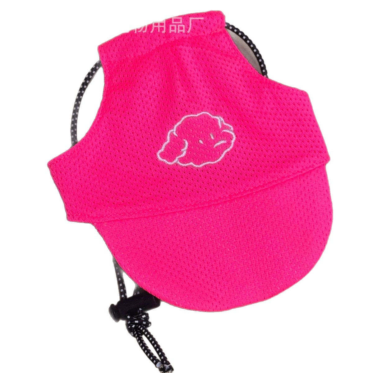 宠物狗狗猫咪帽子春夏外出遮阳防勒帽防脱可调节绳扣鸭舌帽白底实物图