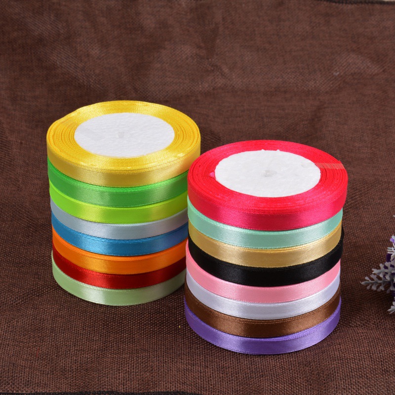 厂家直销1CM厘米宽涤纶色丁缎带婚庆蝴蝶结礼品包装丝带批发织带