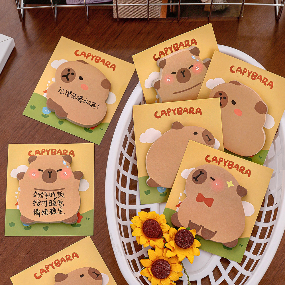 Cartoon cute Capibara irregular-shaped sticky notes, student ins self-adhesive notes, this book, comments, notes, N times Specification drawing