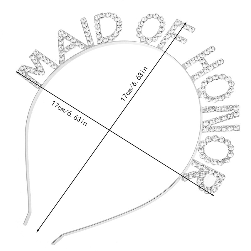 Cross-border European and American best-selling bride letter MAID OF HONOR wedding water diamond headband, bridesmaid shiny headwear wholesale supply Application Scenario