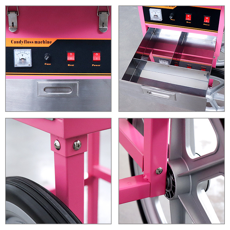 商用电动棉花糖机带手推车全自动电热拉丝网红摆摊棉花糖制作机器产品图