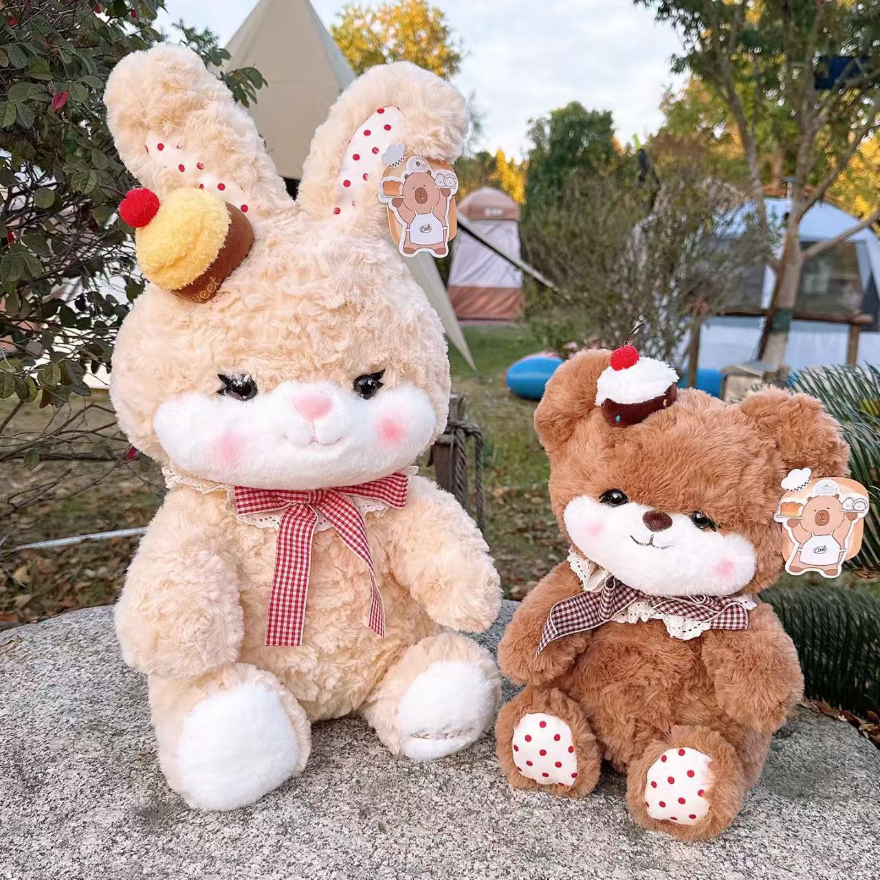 鼻涕熊洛丽塔蛋糕兔子玩偶樱桃蛋糕熊公仔跨境毛绒玩具生日礼物