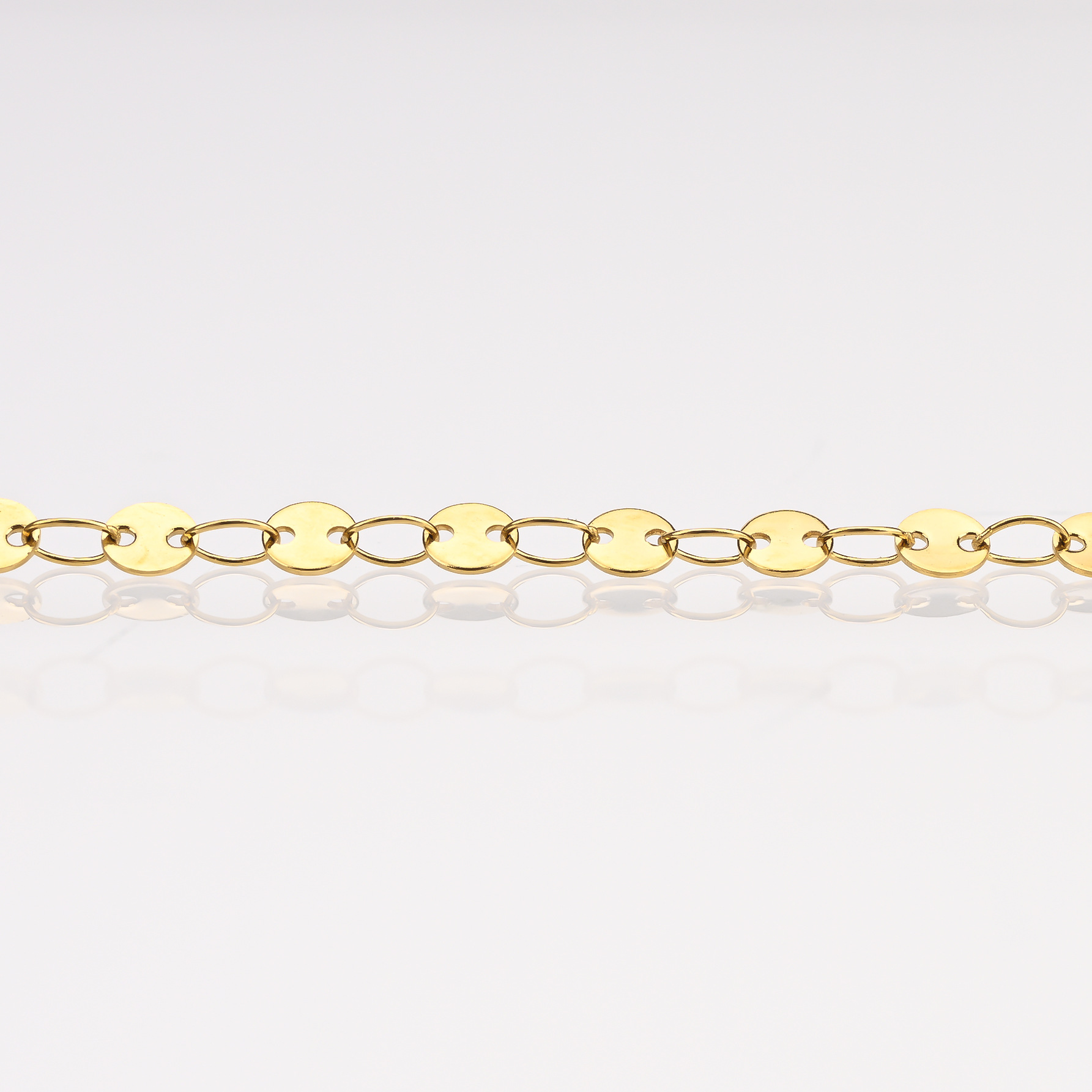 Stainless steel PVD vacuum electroplated pig nose chain, fashionable stainless steel pig nose round plate double-hole welded ring chain Specification image