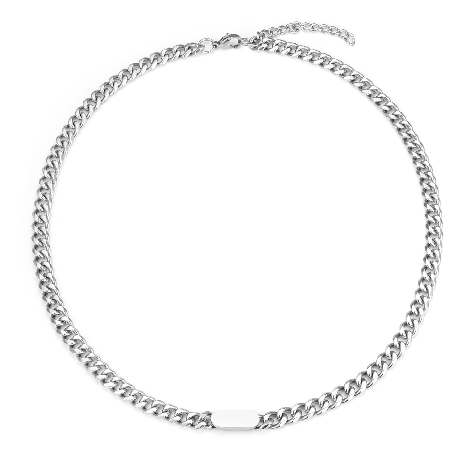 European and American street titanium steel jewelry, niche hip-hop Instagram trendy brand men's simple and versatile European and American accessories, Cuban necklace details Picture