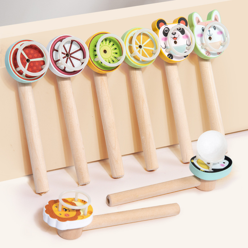 Wooden children's floating balloon magic, a classic and nostalgic balloon blowing and floating ball game for the 80s generation, a sensory integration training toy details Picture