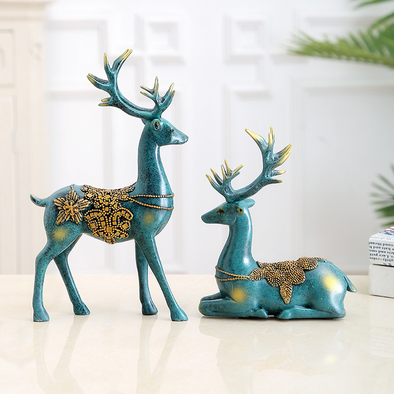 树脂工艺品家居饰品欧式摆件创意礼品情侣结婚礼物酒柜装饰客厅鹿