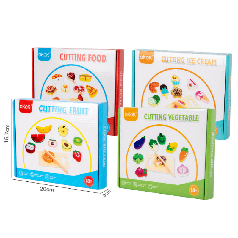 木质过家家仿真食物水果蔬菜切切乐切切看宝宝厨房木制儿童玩具白底实物图