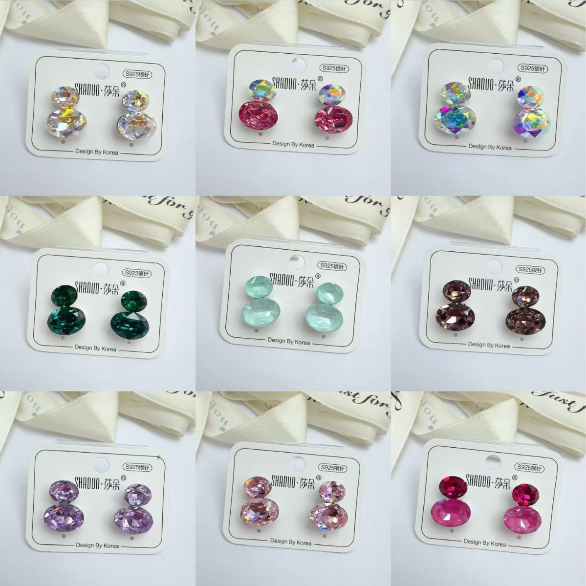 High-end, fashionable, light luxury and versatile s925 sterling silver stud earrings set with Austrian crystal gourds, exquisite earrings Specification image