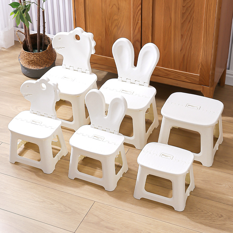 Foldingchair Rabbit Children's folding backrest chair, thickened portable home chair, simple style outdoor stool details Picture