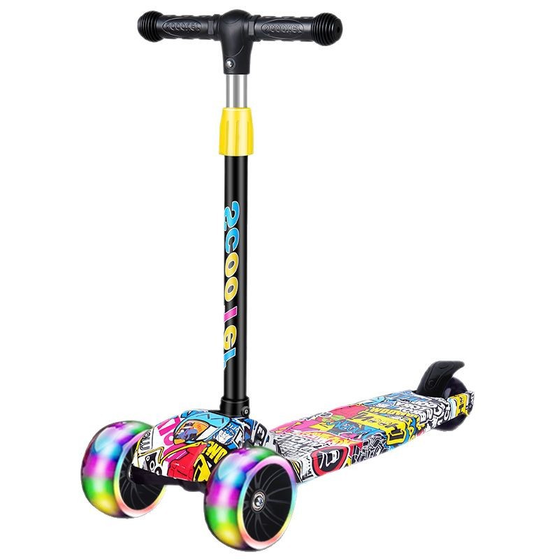 滑板车儿童可坐可滑1-3-6岁三合一男女宝宝玩具车三轮小孩溜溜车白底实物图