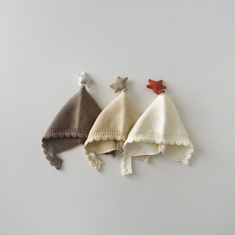 秋南韩国宝宝帽子秋冬2025新款新生婴幼儿保暖星星针织帽护耳帽