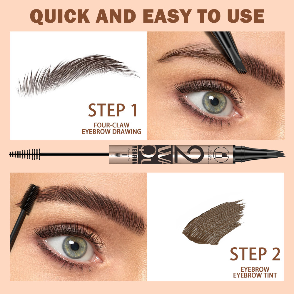 【 Cross-border Exclusive 】QICIY+ 4-fork Eyebrow Pencil + Eyebrow Dye Waterproof and Not Easy to Fall Off Eye Makeup Eyebrow Pencil Eyebrow Dye details Picture