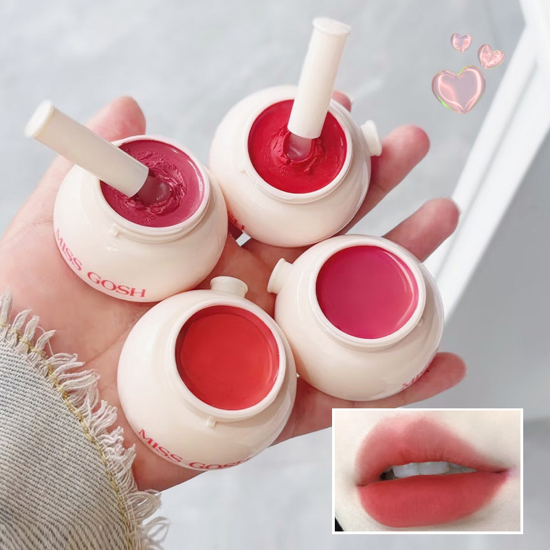 跨境新品蜜罐丝绒迷雾唇泥腮红二合一欧美风易上色显白带唇刷