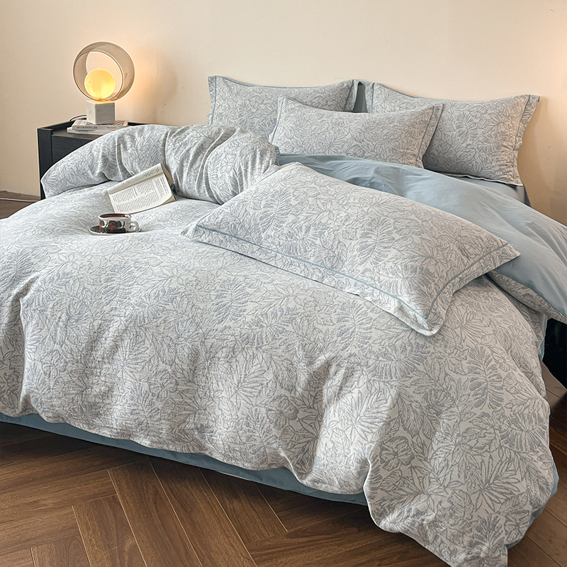 Categoría A cama ligera de lujo de lana gratinada conjunto de cuatro piezas de algodón premium sense doble gasa conjunto de sábanas conjunto de edredón conjunto de tres piezas Specification image