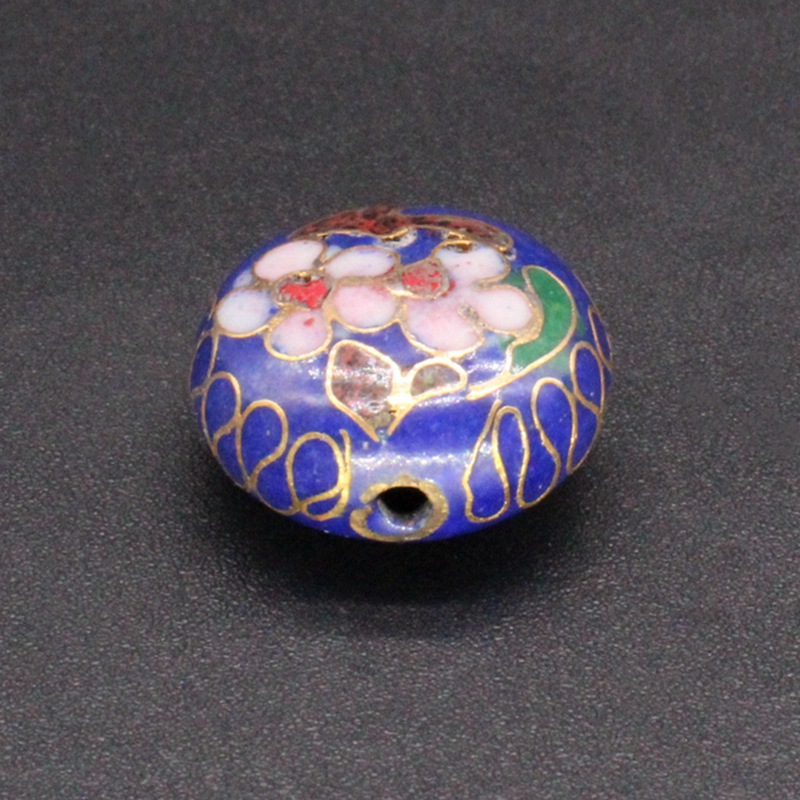 Cloisonne vintage DIY prayer bead chain jewelry accessories, traditional copper base cloisonne enamel partition beads 16mm flat beads