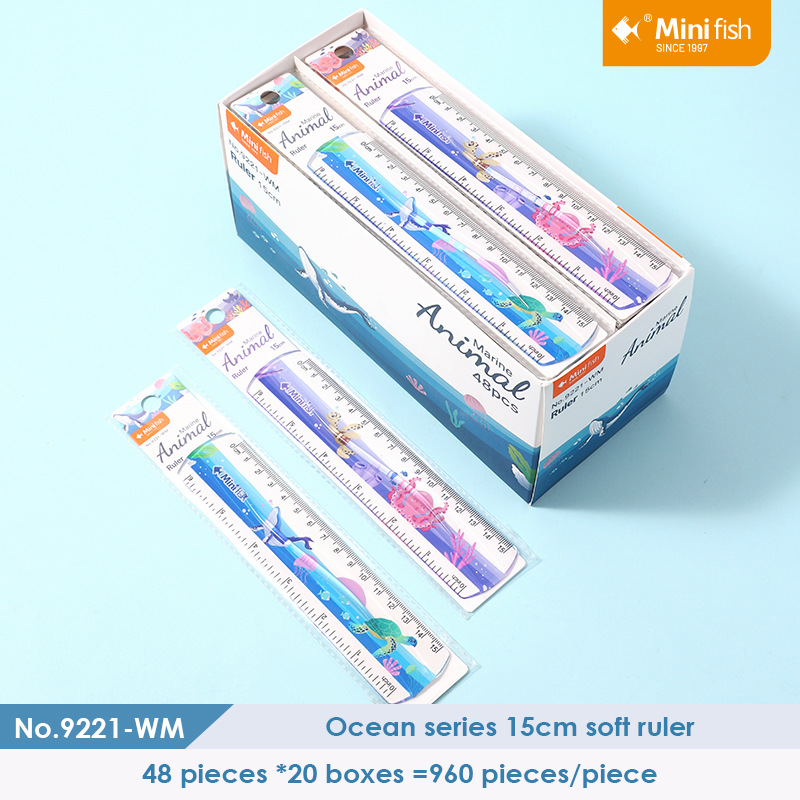 跨境外贸亚马逊15cm软直尺海洋uv喷印学生工具直尺软尺测量绘图