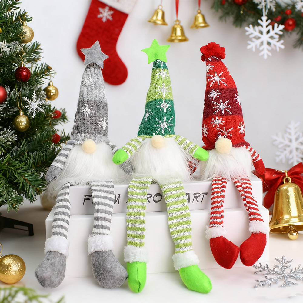 Decoraciones navideñas feliz navidad cross-border navidad enano muñeca glow tejido piernas largas piernas cortas sin cara pants rojo verde gris modelos en stock details Picture