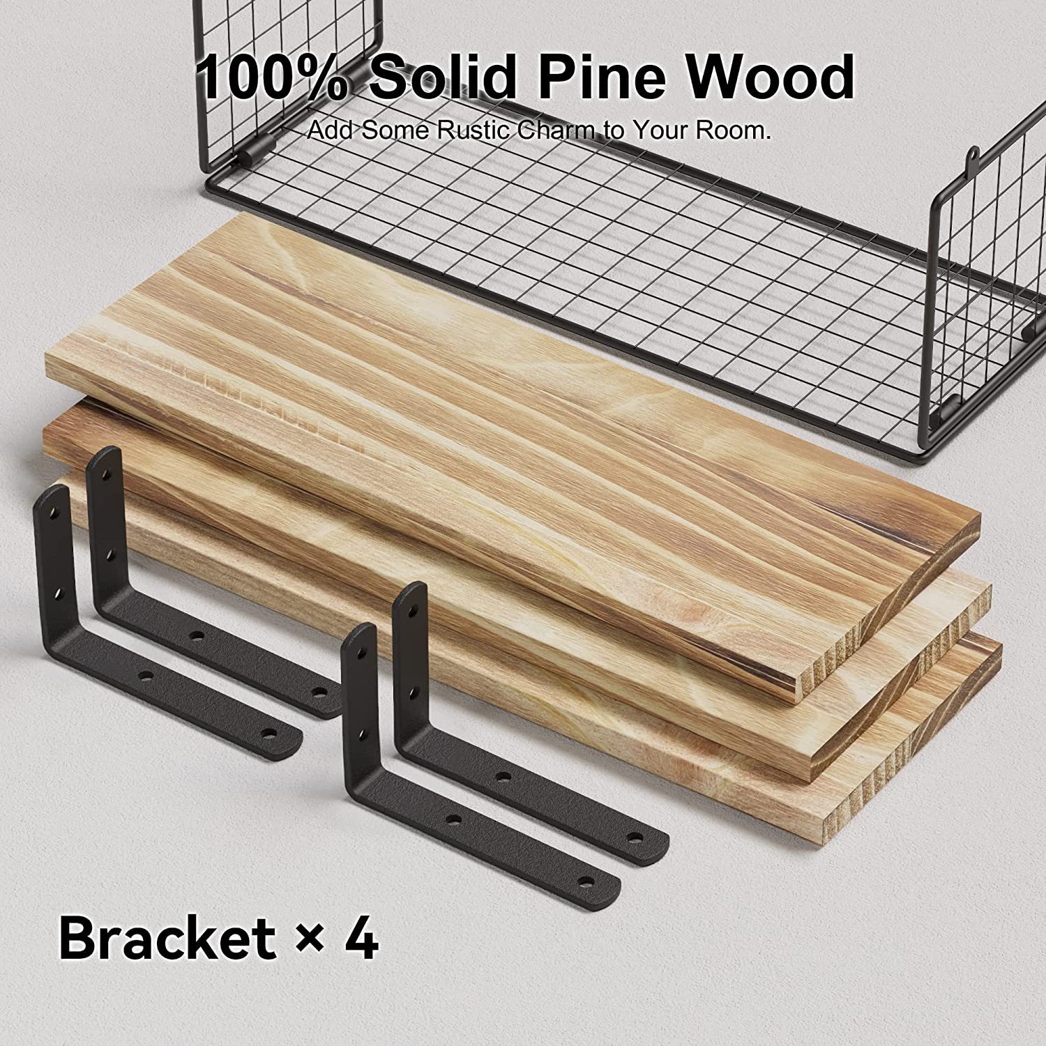 Cross-border wooden wall-mounted suspended rack, multi-layer floating partition rack on bathroom wall, wooden toilet with paper storage basket Application Scenario