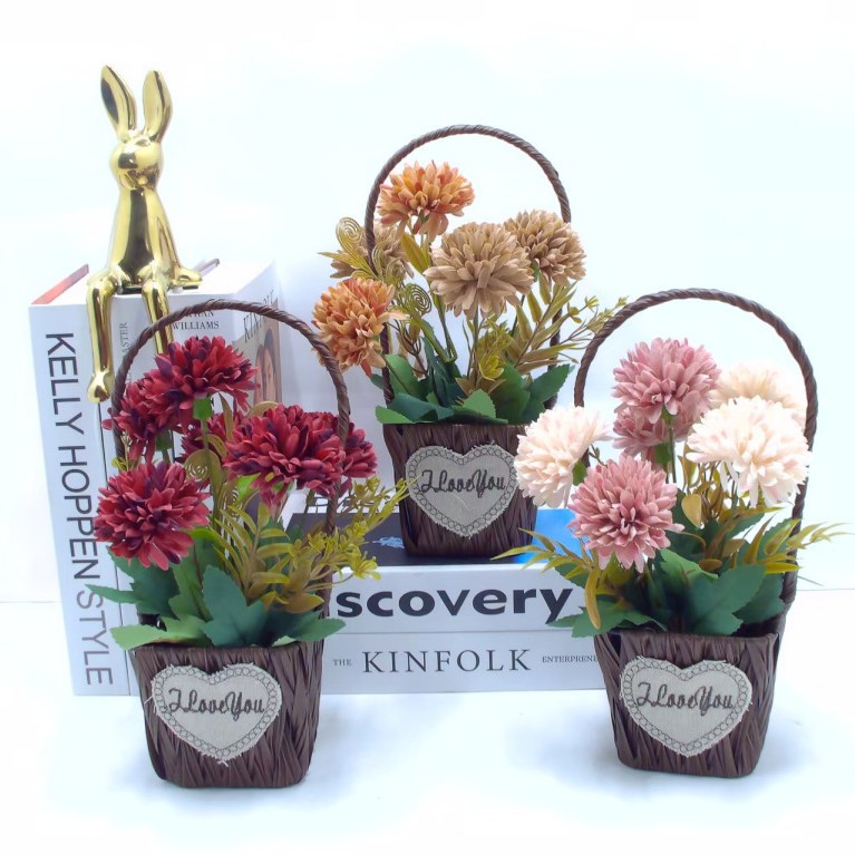 Plastic rattan woven baskets, plastic rattan flower baskets, festival flower baskets, wedding souvenirs, Teachers' Day and Mid-Autumn Festival gifts, plastic woven baskets details Picture