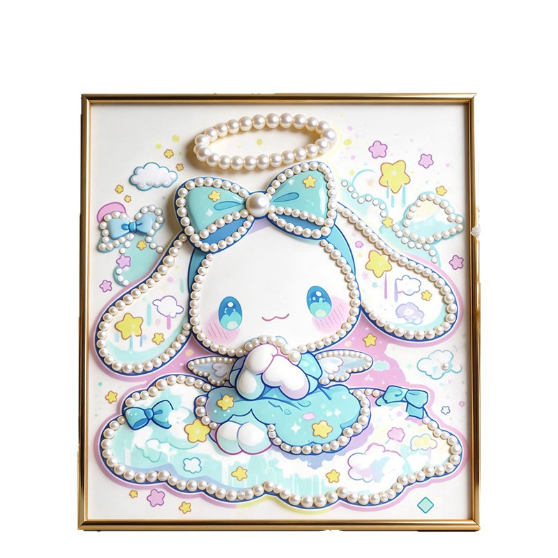 新珍珠画diy手工钻石画材料制造包儿童益智玩具线条非满钻石贴画白底实物图