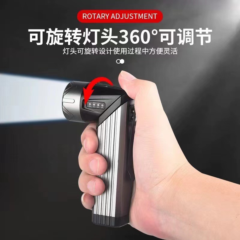 Cross-border outdoor handheld high-intensity flashlight, 90° rotating and folding led maintenance light, flashlight work light, emergency Specification image