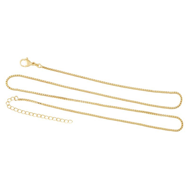 Copper-plated 18K real gold color-retaining collarbone chain, box chain, extension chain, high-end and fashionable thick chain box chain Item Picture