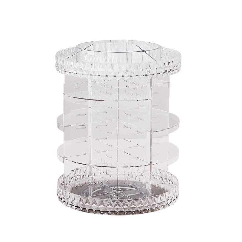 Cross-border crystal diamond pattern rotating cosmetics storage box, dormitory desktop beauty storage rack wholesale rotating storage Item Picture