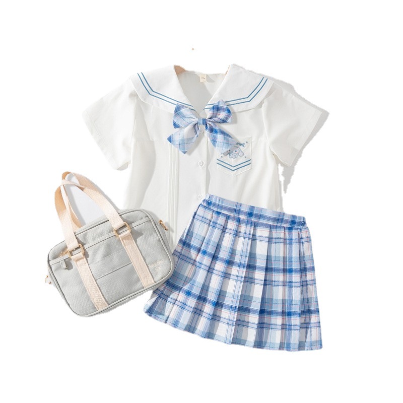 Niña jk traje uniforme 2025 niños college traje de verano camisa manga corta falda plisada traje de rendimiento six one Item Picture