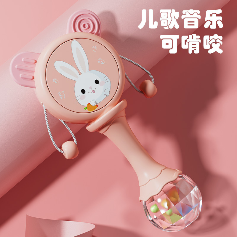 跨境拨浪鼓批发婴儿手摇益智玩具0-3岁六月龄6波浪鼓牙胶音乐宝宝