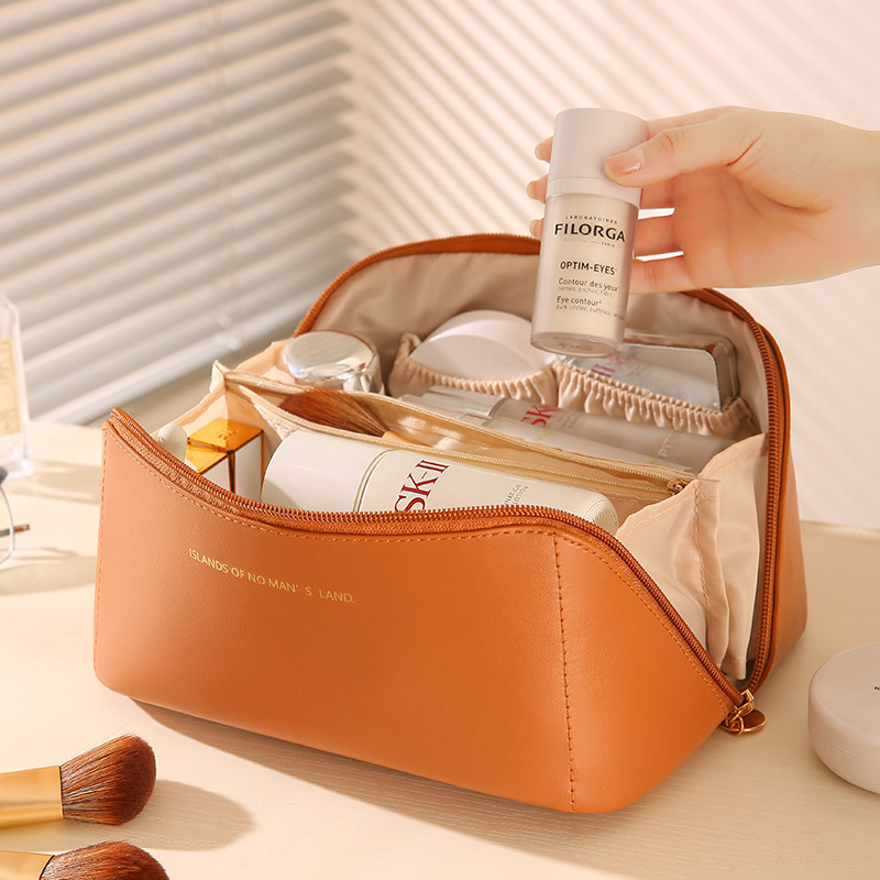 Large-capacity cosmetic bags, simple and multi-functional high-end storage bags, storage bags, ins portable travel toiletries bag wholesale Specification image