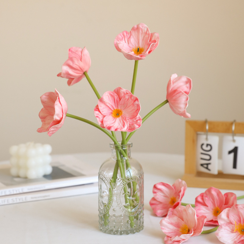 Cross-border simulation new PU mini artificial flower, artificial flower poppy home decoration model room flower arrangement details Picture
