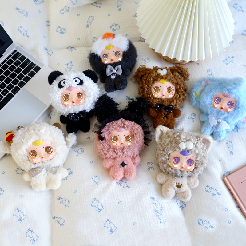 mm milk candy animal earphone case plush pendant Blind box Cartoon cute plush toy multi-style plush pendant details Picture