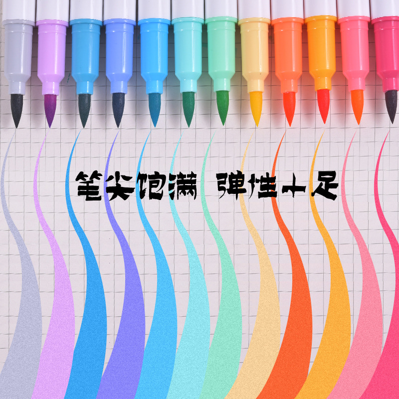 The 12-color soft and hard double-headed highlighters directly supplied by the manufacturer from Tianfeng are brightly colored details Picture