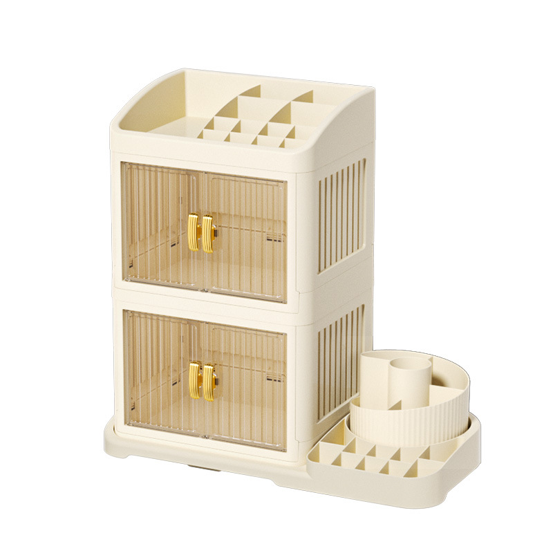 可折叠化妆品收纳盒高级感大容量多功能梳妆台化妆品桌面收纳盒详情图5