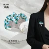 Luxurious and high-end ginkgo leaf brooch, fashionable and elegant, slightly inlaid with zirconium sea blue leaf brooch, freshwater pearl corsage details Picture