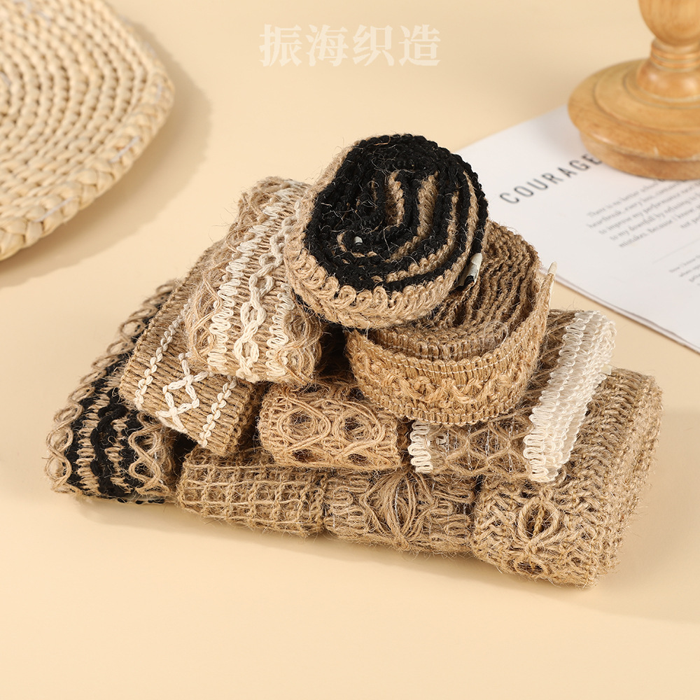 服装家纺服饰产业用花边织带工艺礼品服饰辅料用黄麻鱼丝麻织带