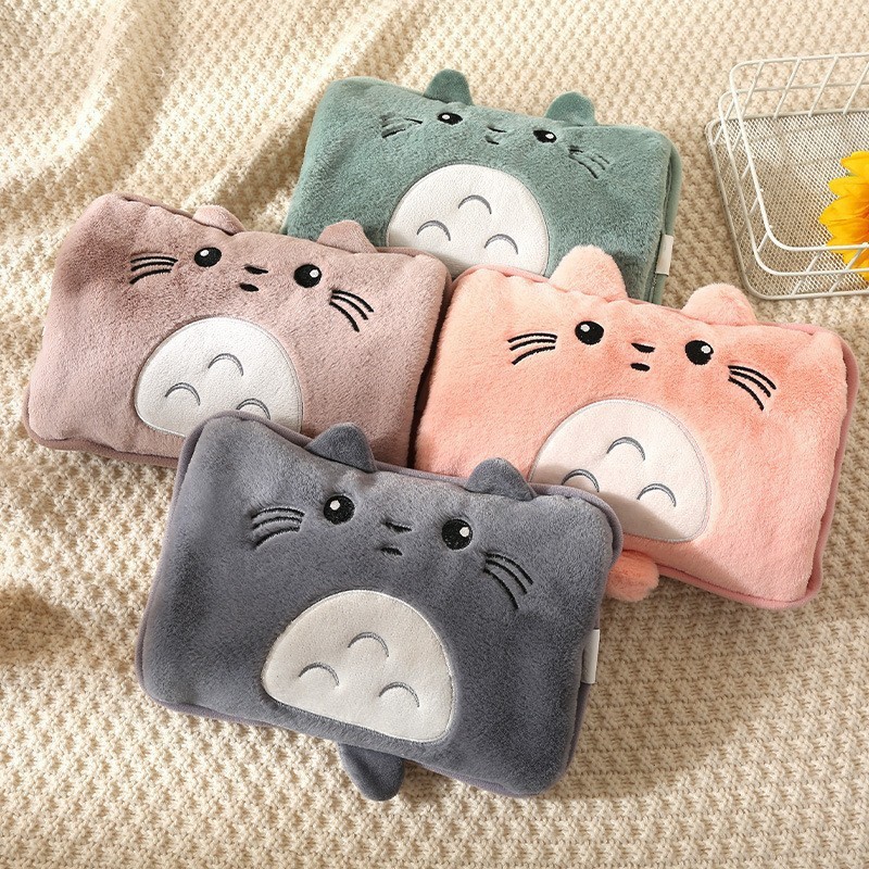 龙猫热水袋充电防爆暖水袋暖手宝敷肚子毛绒插手注水电热水袋