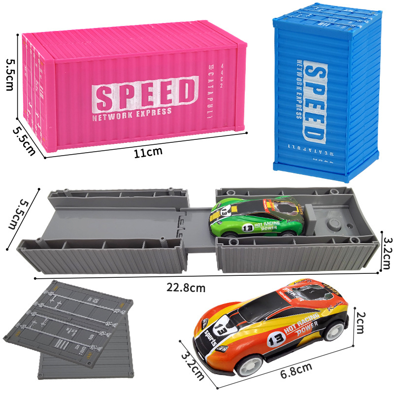 Creative container, tin car, catapult track, magnetic attraction, fairy tale maze, trendy toy, electric mini train Item Picture