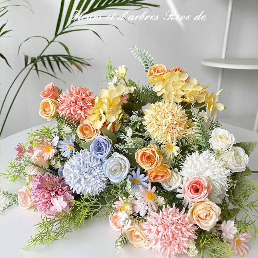 仿真花DIY发饰配件/假花/5朵塑膠花/仿真花/假花批发产品图